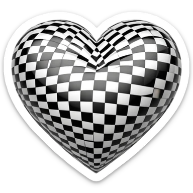 black and white checkered heart sticker