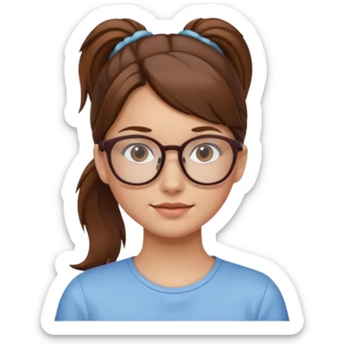 brown haired Ponytail Girl with Glasses sticker