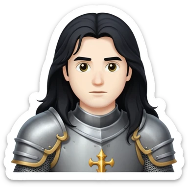 A knight with long black hair sticker