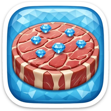 Meat with diamond textur and blue color sticker