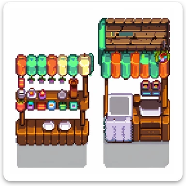 small city shops and cafe with outdoor seating sticker