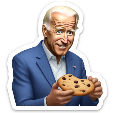 Joe Biden eating a chocolate chip cookie sticker