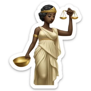 goddess Themis holding scale in her hand while blindfolded sticker