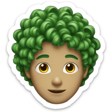 teenage boy with green curly hair  sticker