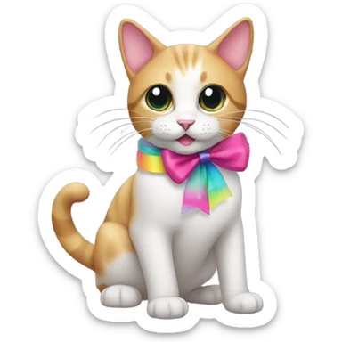 A cat wearing a bow sticker