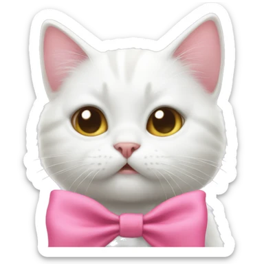 Cute white cat with a pink bow sends kisses  sticker