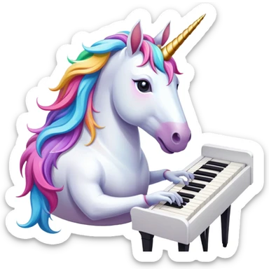 Unicorn playing piano sticker