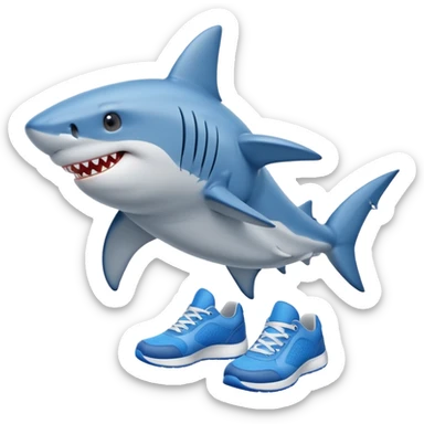 Shark wearing blue sneakers  sticker