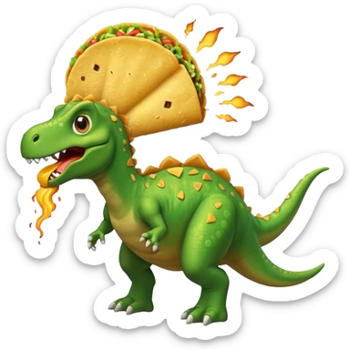 Dinosaur farting out a explosion with a taco  sticker