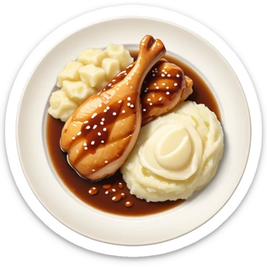 Plate of chicken teriyaki and mashed potatoes  sticker