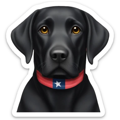 Black Labrador with American flag in background sticker