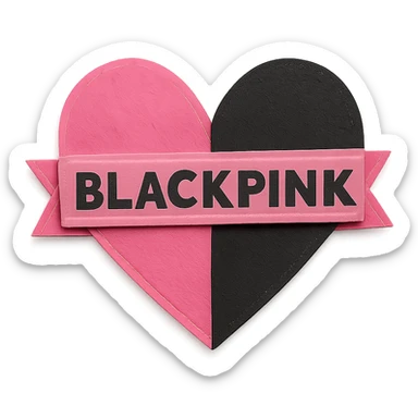 Blackpink inspired icon, pink and black, layered and creative, Paper Craft style sticker