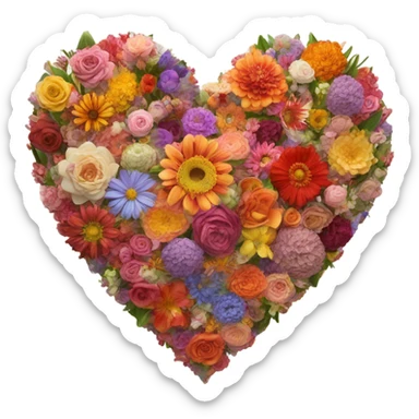 flower heart sticker