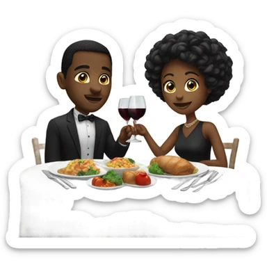 Dinner date black couple sticker