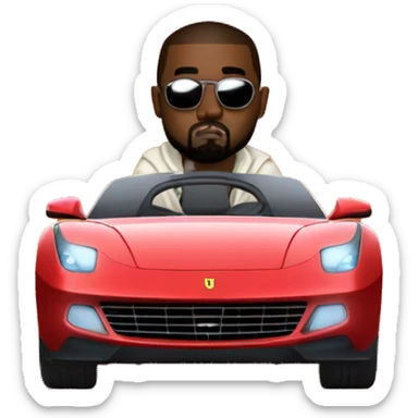 Kanye west driving a Ferrari on mars sticker
