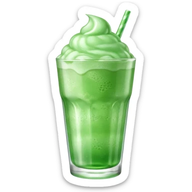 ice cream green soda on a glass with ice sticker