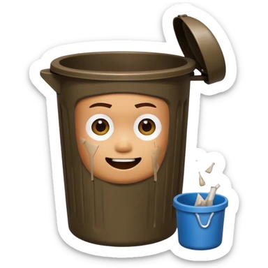 Roblox, avatar and pooping in a garbage can toilet sticker