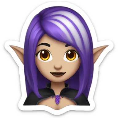 vampire witch elf with purple and black hair sticker