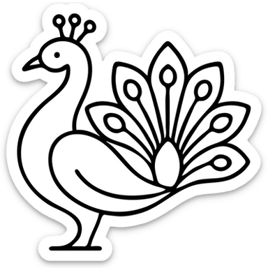 Elegant Indian peacock motif design sticker