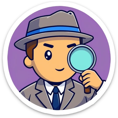 A detective looking through a magnifying glass sticker