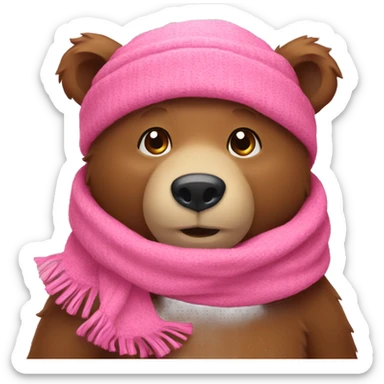 bear wearing pink scarf sticker