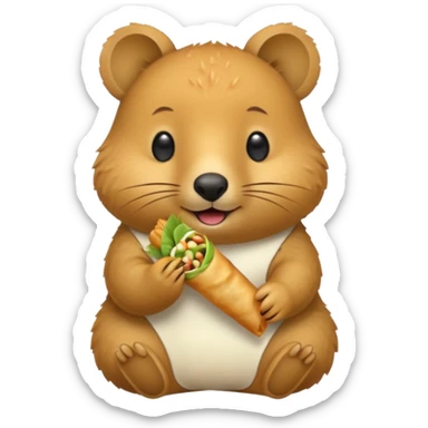 quokka eating spring roll sticker