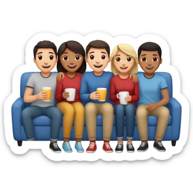 group of friends on couch having fun sticker