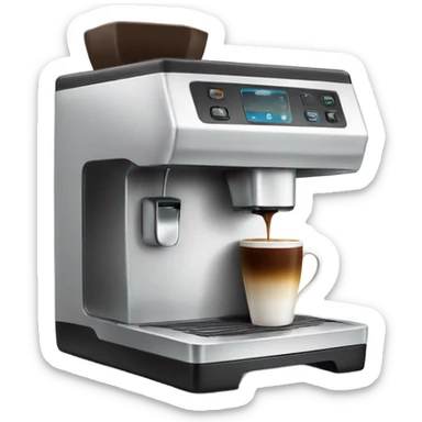 a coffee machine with a cup  sticker