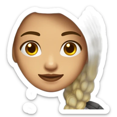 Chica gamer con cabello negro ojos oscuros y piel clara  sticker