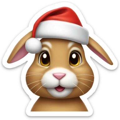 bunny wearing santa hat sticker