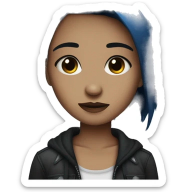 emo girl brown skin dark blue hair  sticker