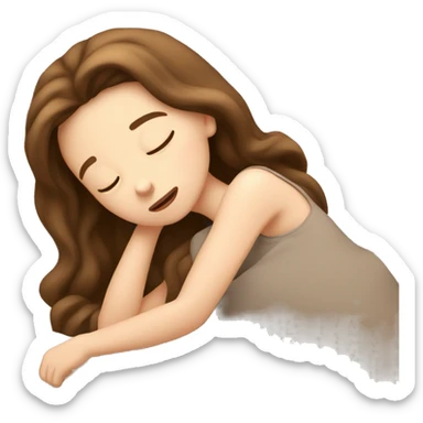 Brown hair pale girl falling asleep while sitting sticker