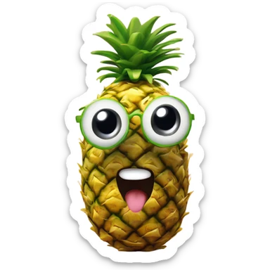 3D one pineapple  👱‍♀️🍍 with big shiny eyes. The pineapple cute embarrassed ☺️ sticker