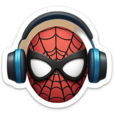 Spiderman mask with headphones sticker