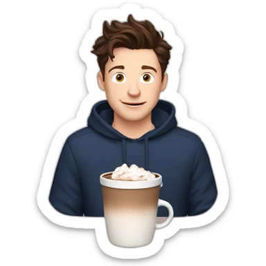 Tom Holland with hot chocolate sticker