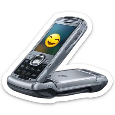 open Motorola Razr V3 mobile device with the iconic clamshell design sticker
