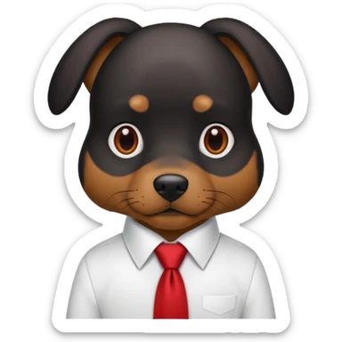 black brown dog with red tie,white shirt sticker