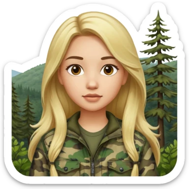 Oval face Light skin Long hair blonde haired camo girl hunter sticker