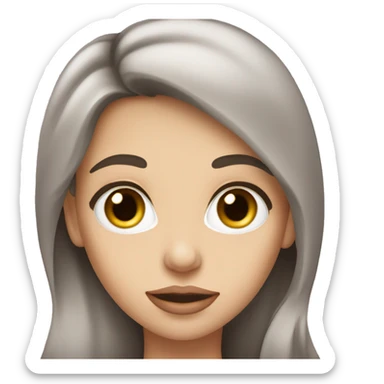 A girl with fair skin, grey eyes, plump lips and very long brown hair  sticker