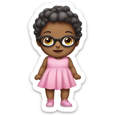 Baby wearing a pink dress and glasses  sticker