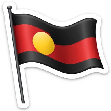 A wawy black and red rectangle with medium sized yellow circle in the middle flag sticker