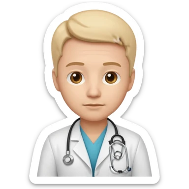 thinking doctor emoji with stethoscope and thoughtful expression sticker