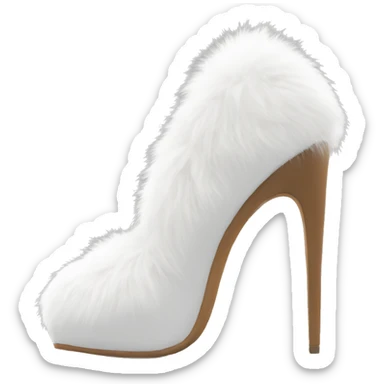 white faux top fur heels sticker