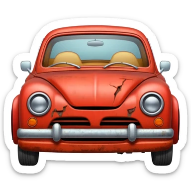 a red crappy car sticker
