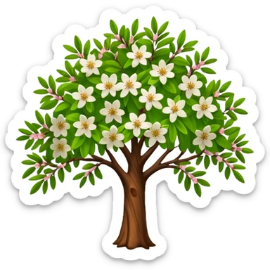 big almond tree with almost green leaves sticker