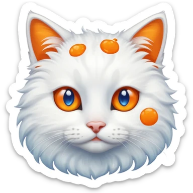 gato blanco con manchas naranjas y ojos azules sticker