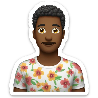  in a flowered T-shirt sticker