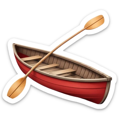 A red rowboat with a cute face and little oars as arms sticker