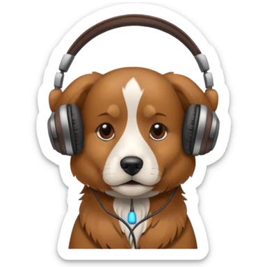 dog with headphones sticker
