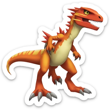  Cool Edgy Digimon-Fakemon-Guilmon-Velociraptor-Dragon full body sticker